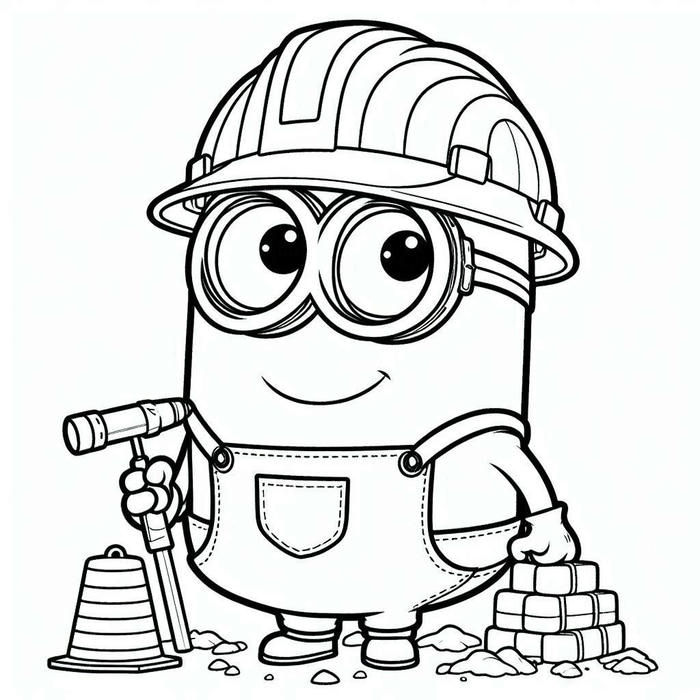 hình tranh tô màu minion đội mũ
