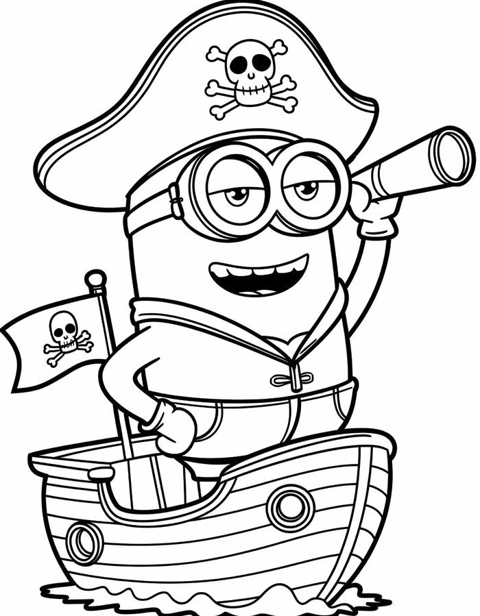 hình tranh tô màu minion làm hải tặc