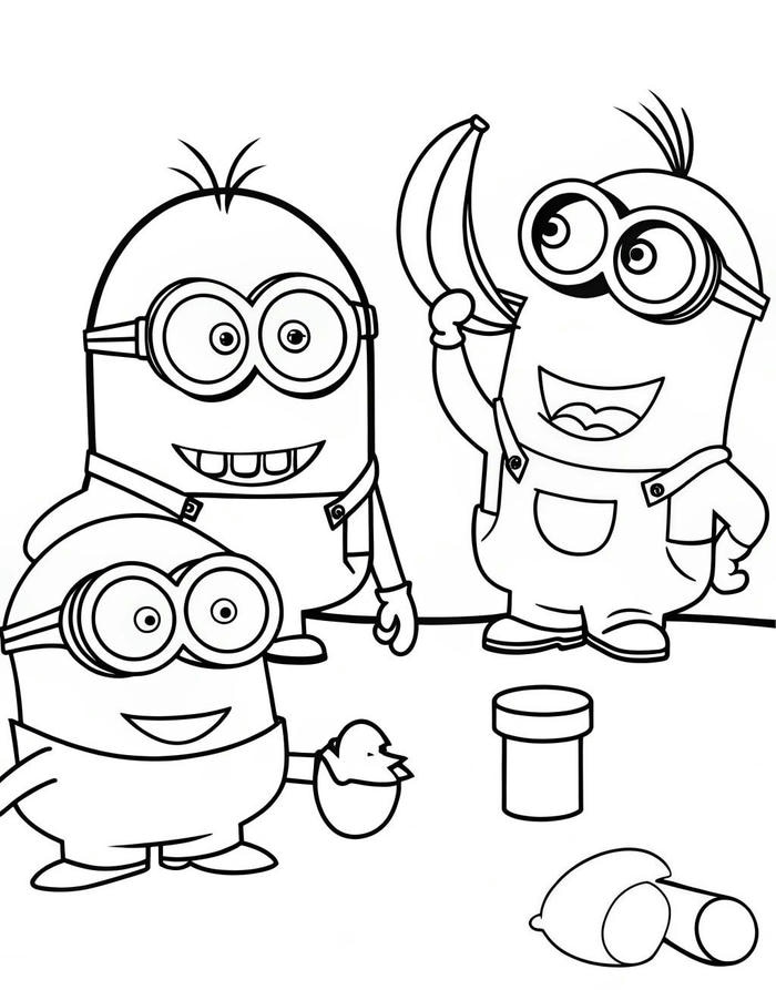 hình tranh tô màu minion mặc yếm