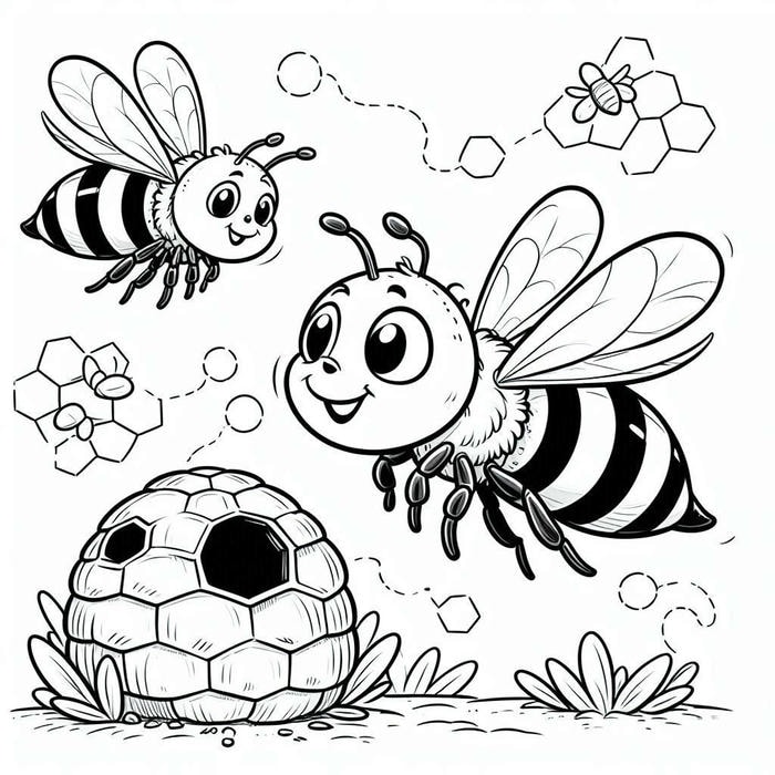 hình tranh tô màu ong có đôi cánh mỏng