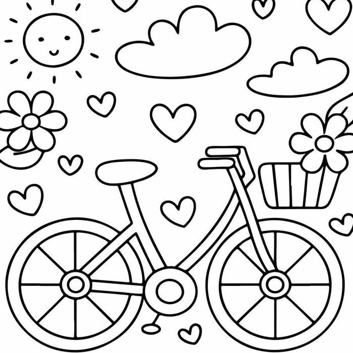 hình tranh tô màu xe đạp đơn giản đẹp