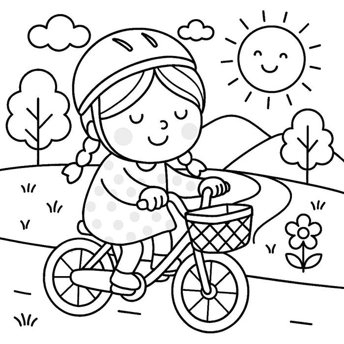 hình tranh tô màu xe đạp hoạt hình