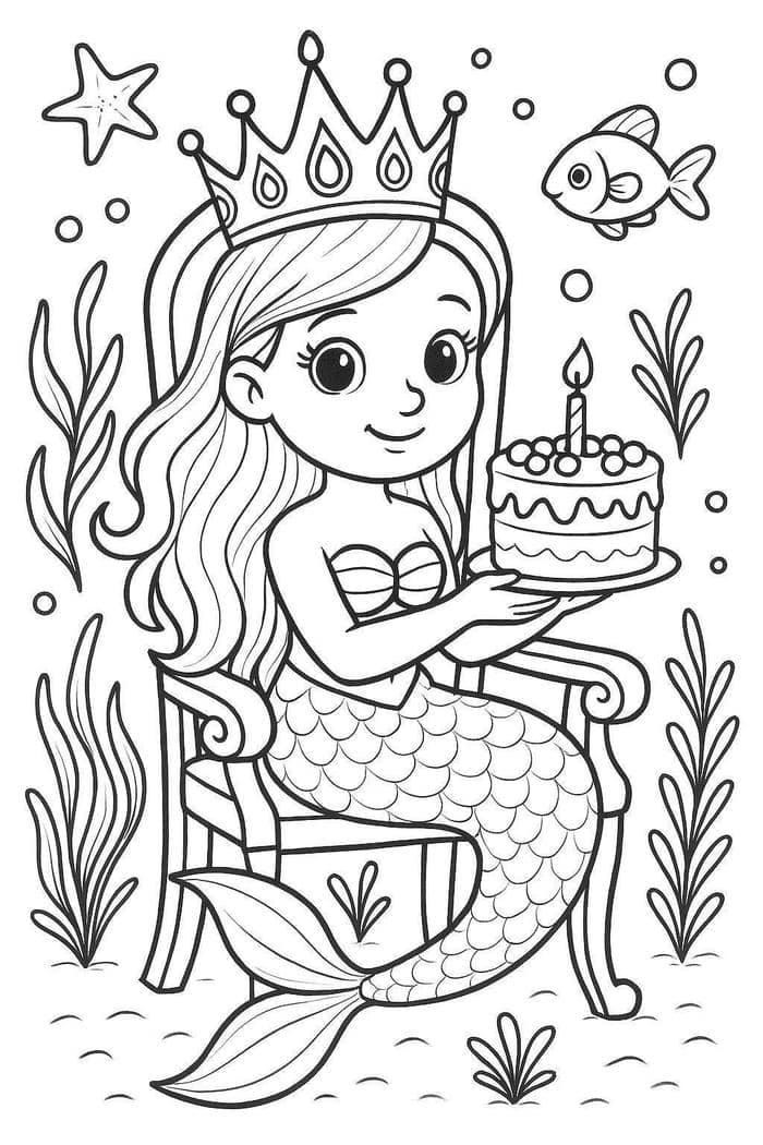 hình tranh tô nàng tiên cá thiếu nhi