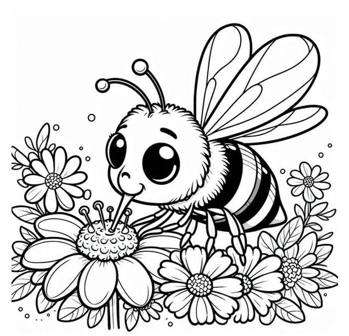 hình vẽ con ong hút mật cho bé tập tô