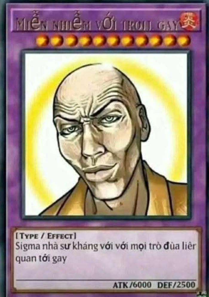 thẻ bài sigma gay meme nhà sư