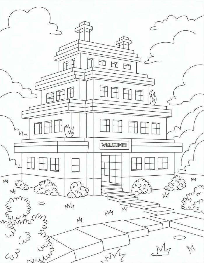 tô màu nhà cao tầng hiện đại đẹp