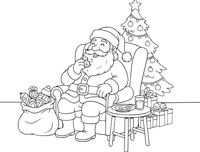 tô màu ông già noel vui vẻ tặng quà