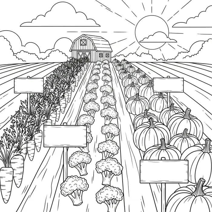 tô màu rau củ quả có chú thích tên loại