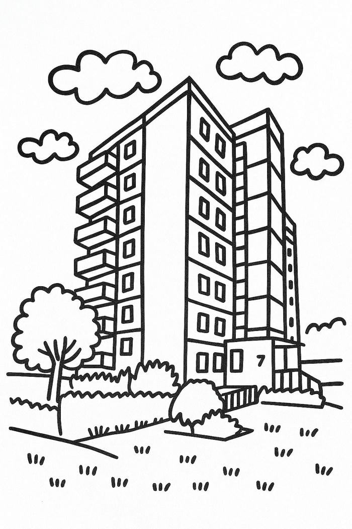 tô tranh tòa nhà cao tầng dễ vẽ