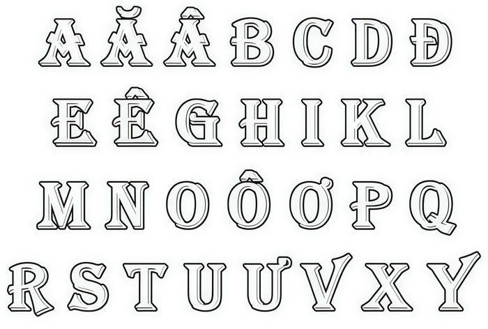 tranh tô màu 29 chữ cái tiến Việt