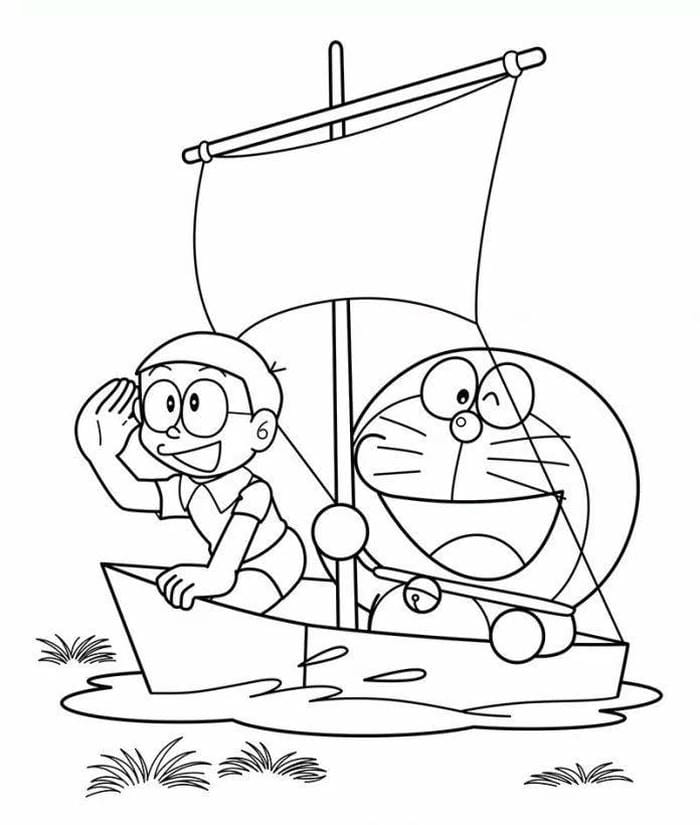 tranh tô màu Doraemon cho học sinh