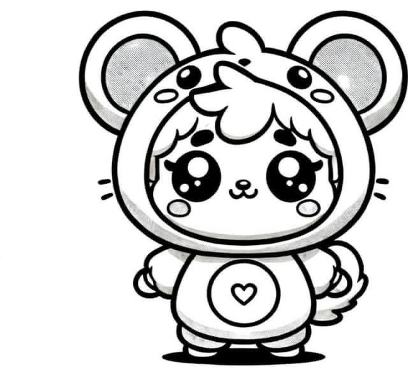 tranh tô màu baby three cực đáng yêu