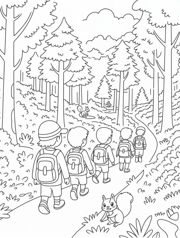 tranh tô màu bé đi khám phá