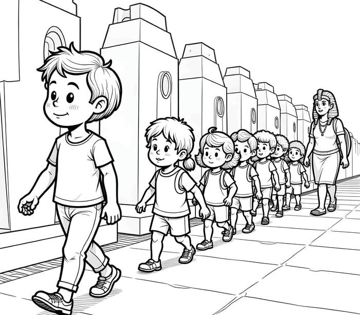 tranh tô màu các bé đi thăm quan