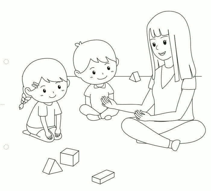 tranh tô màu chủ đề trường mầm non cho bé