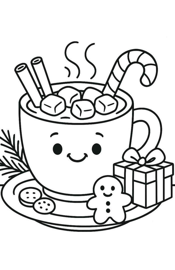 tranh tô màu cốc cà phê nóng