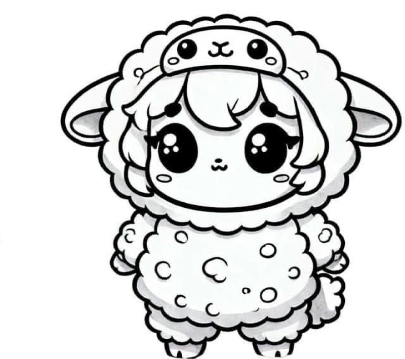 tranh tô màu con dê baby three