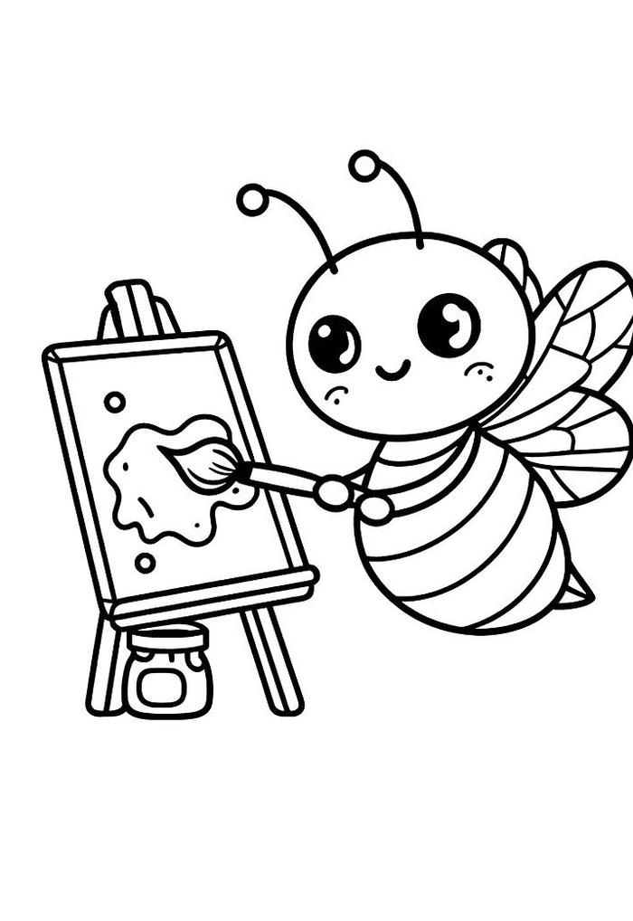 tranh tô màu con ong đang vẽ