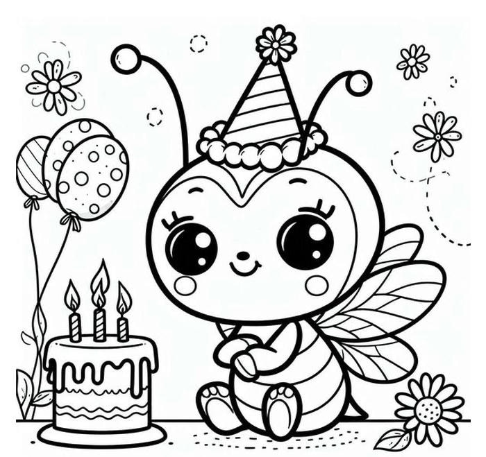 tranh tô màu con ong sinh nhật