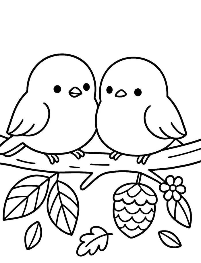 tranh tô màu đôi chim nhỏ