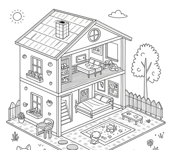 tranh tô màu nhà cao tầng đơn giản