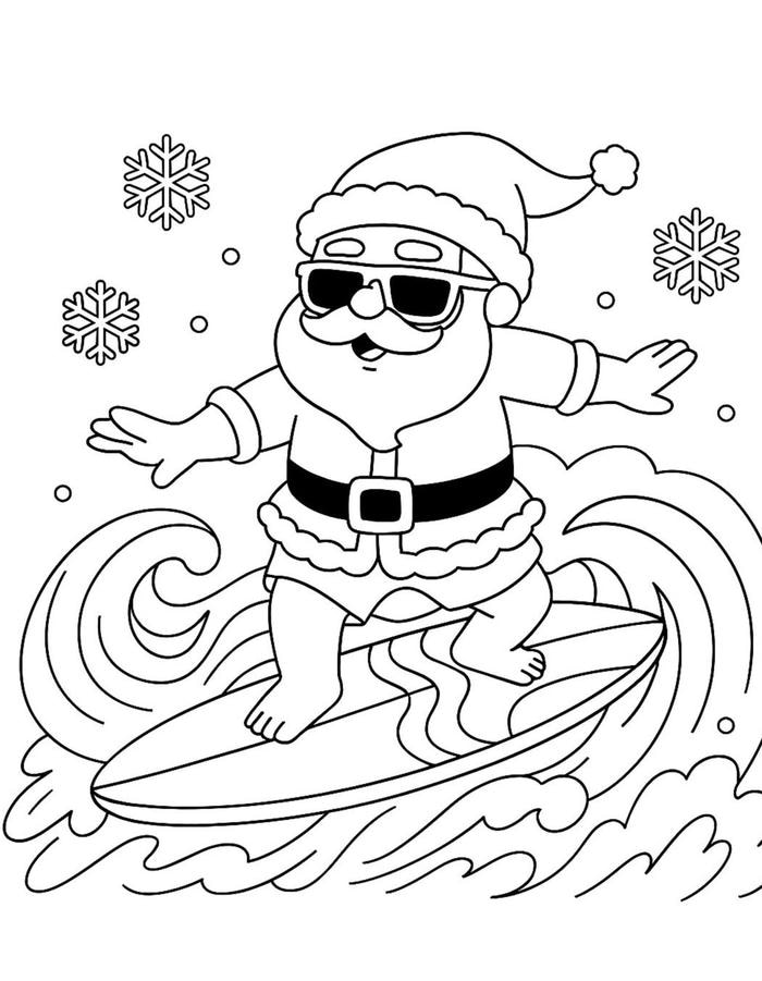 tranh tô màu ông già noel đeo kính ngầu