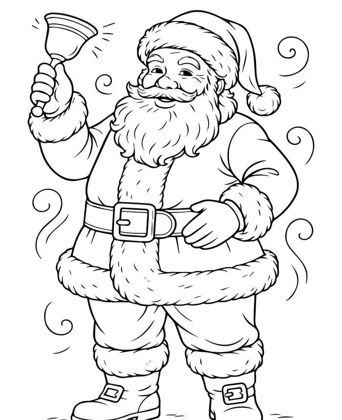tranh tô màu ông già noel lắc chuông