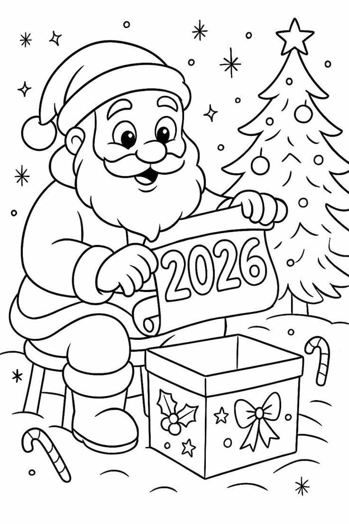 tranh tô màu ông già noel mùa lễ hội Noel rực rỡ