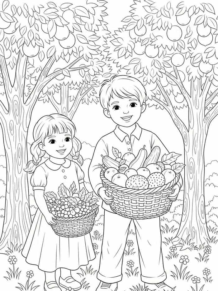 tranh tô màu rau củ quả trên tay người