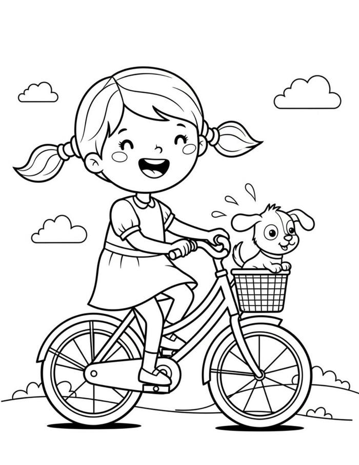 tranh tô màu xe đạp cho bé