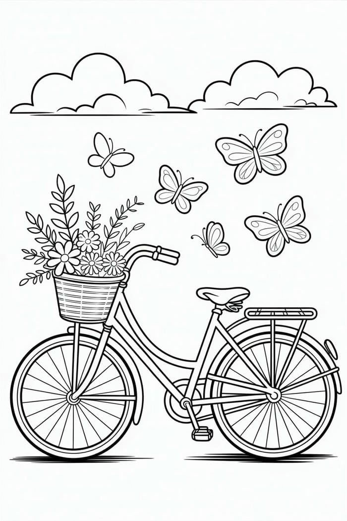 tranh tô màu xe đạp tiểu học
