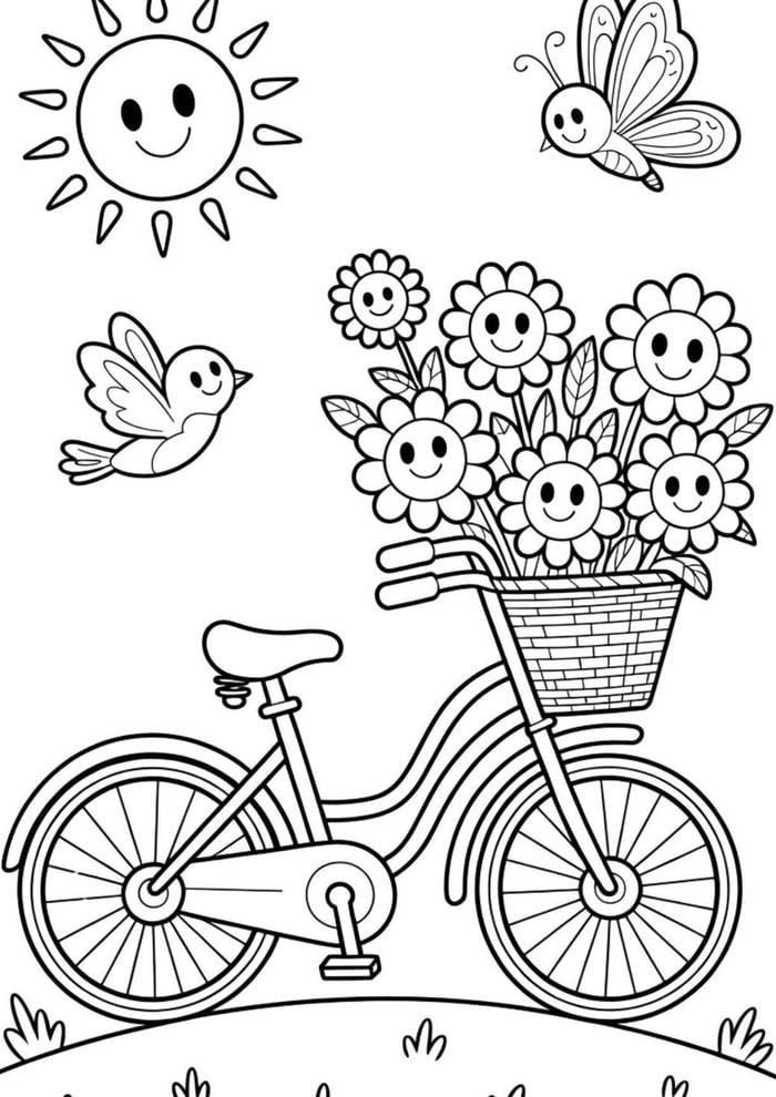 tranh xe đạp cho bé tô màu