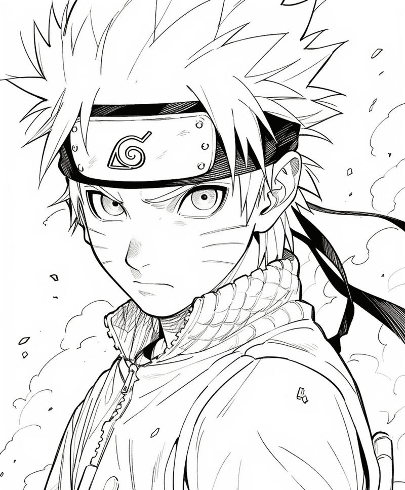 Ảnh Naruto biểu cảm ngầu cho bé tô màu
