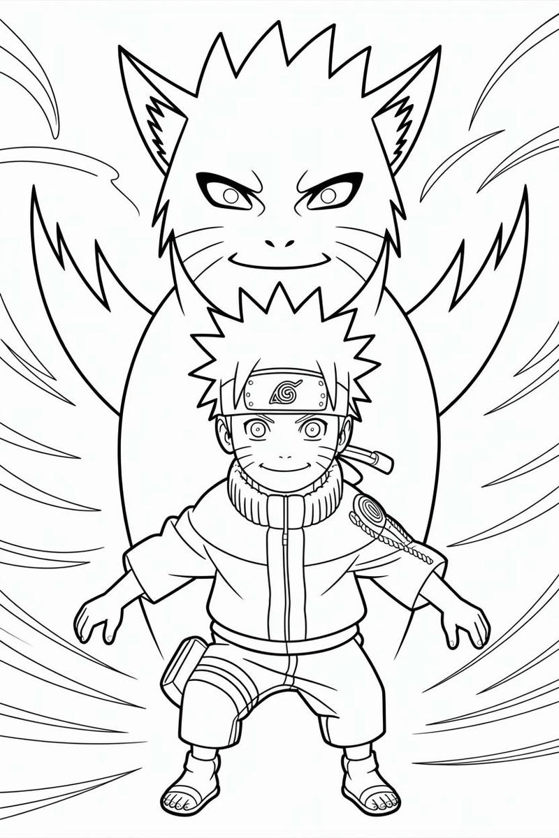 Ảnh Naruto cửu vĩ mạnh mẽ để tô màu