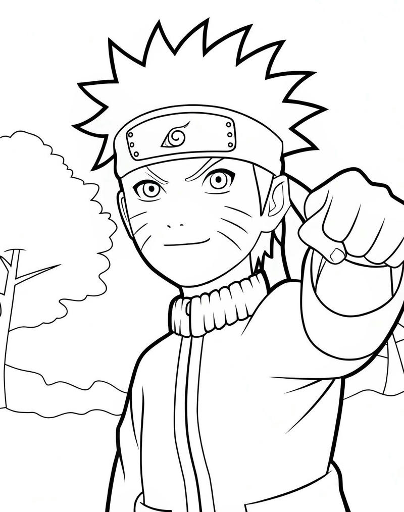 Ảnh Naruto đang luyện tập ninja để tô màu