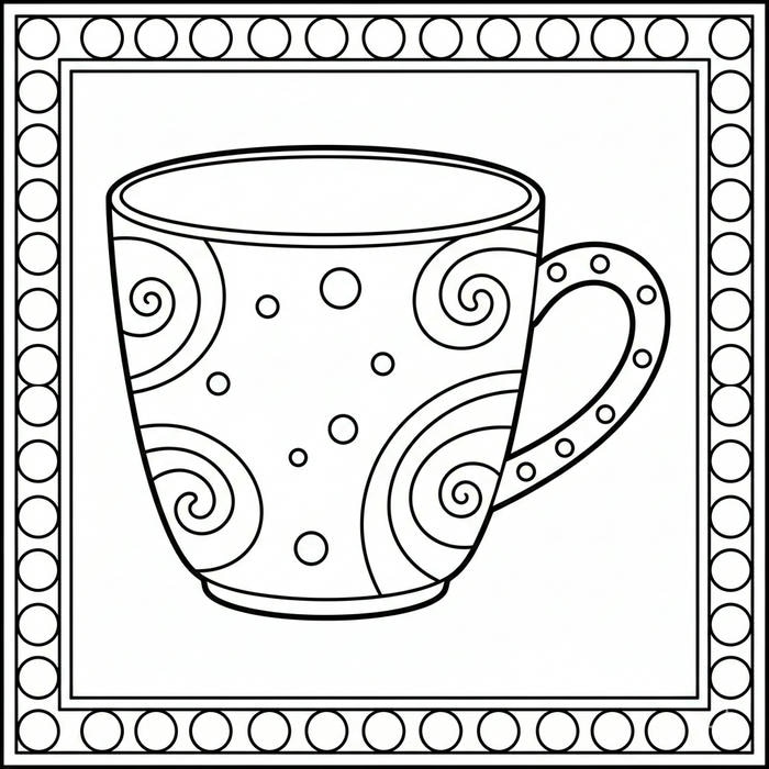 Ảnh cốc nét đen trắng dễ tô