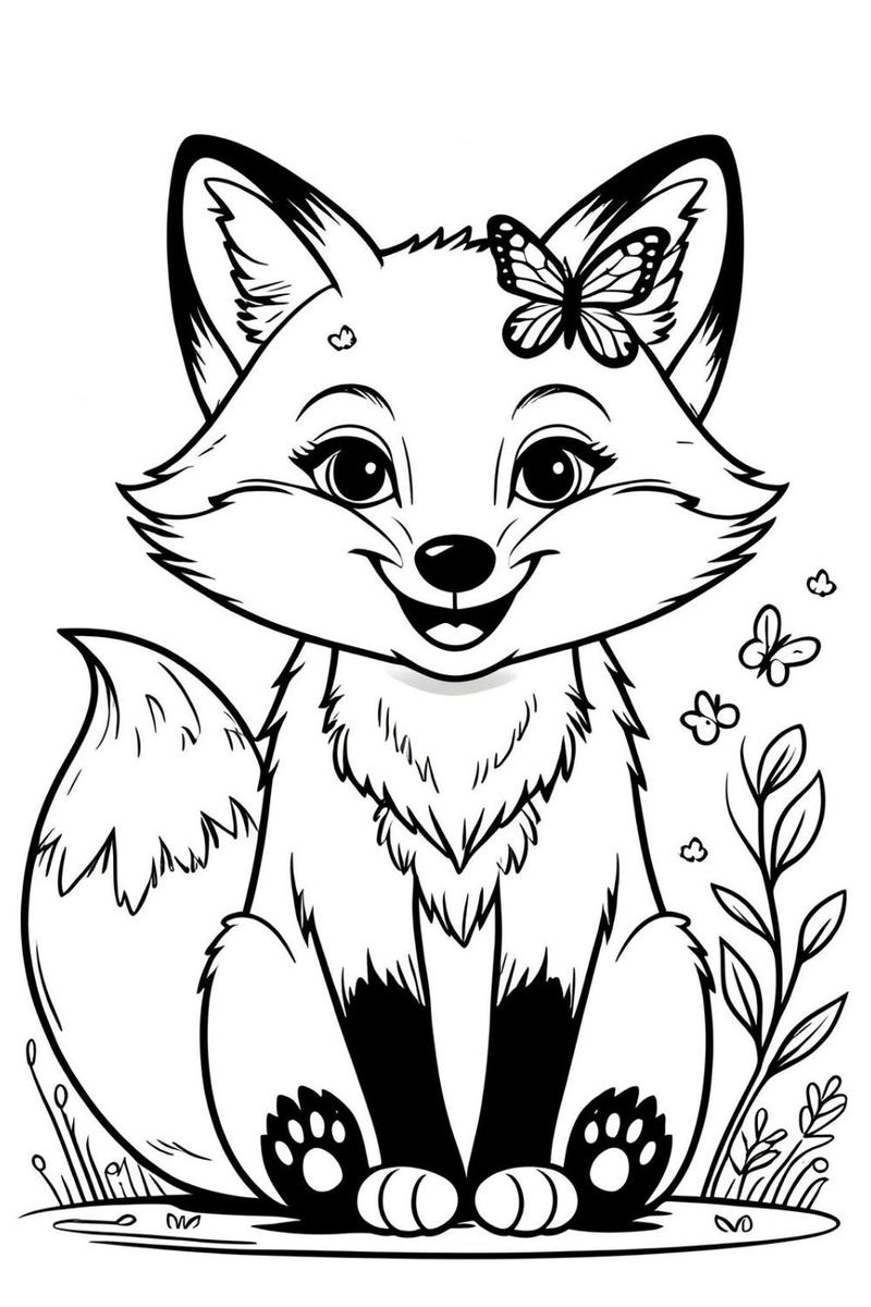 Ảnh con cáo dễ thương bản vẽ tập tô