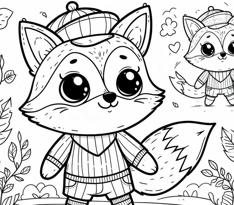 Ảnh con cáo đơn giản cho bé luyện tô