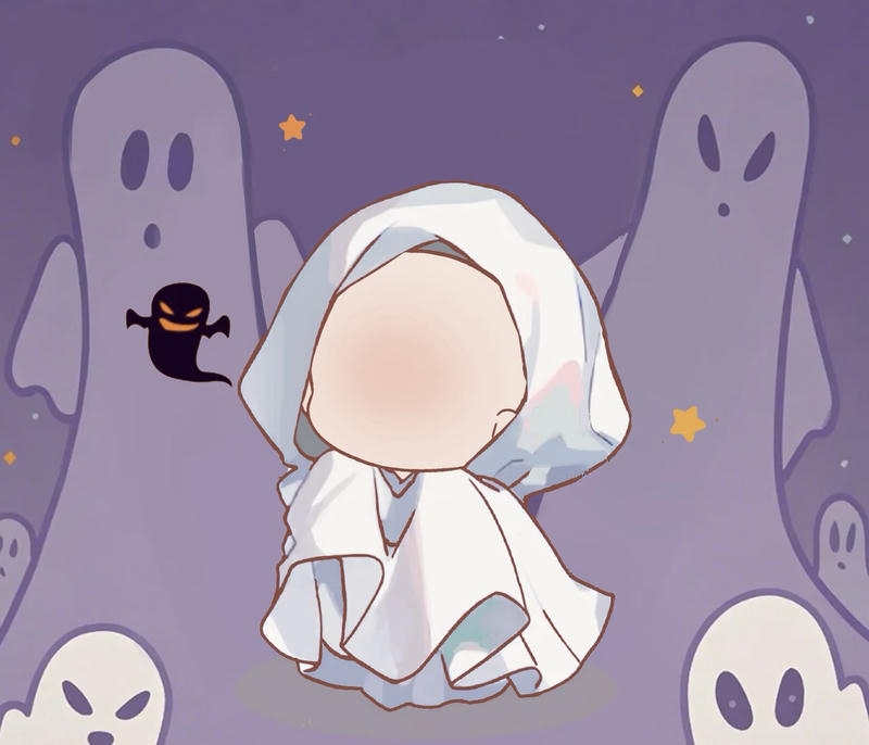 Ảnh đầu to thân nhỏ phong cách ảnh ma chibi đáng yêu