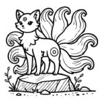 Ảnh đen trắng tô màu con cáo ngộ nghĩnh