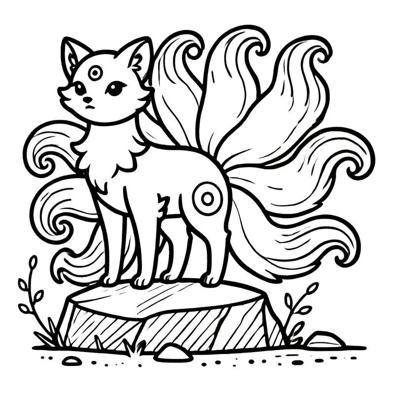 Ảnh đen trắng tô màu con cáo ngộ nghĩnh