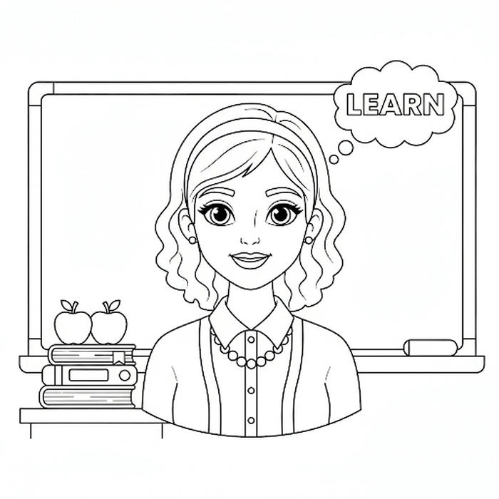 Ảnh tô màu chân dung cô giáo ngày khai giảng