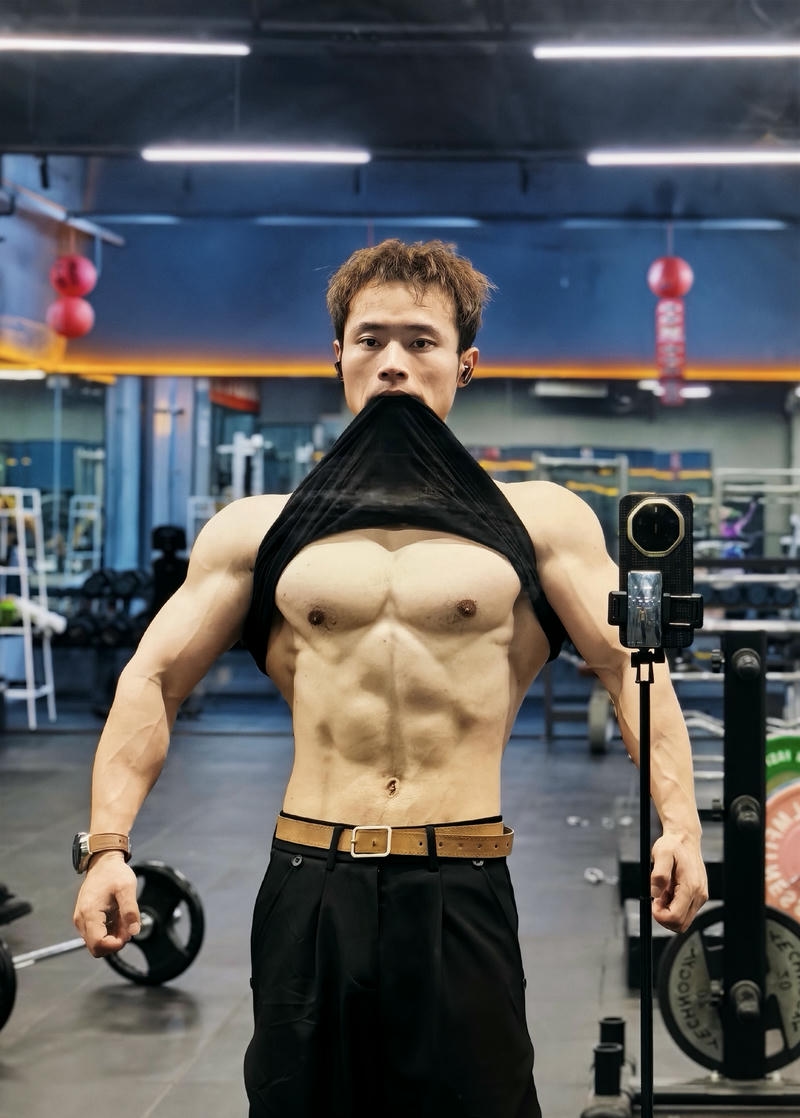 Ảnh trai 6 múi che mặt trong không gian rộng