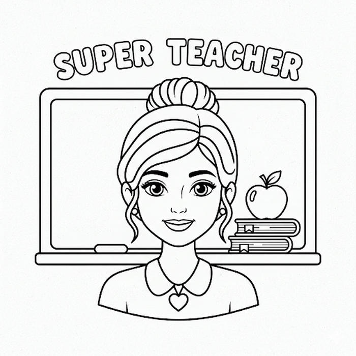Ảnh tranh tô màu chân dung cô giáo trẻ