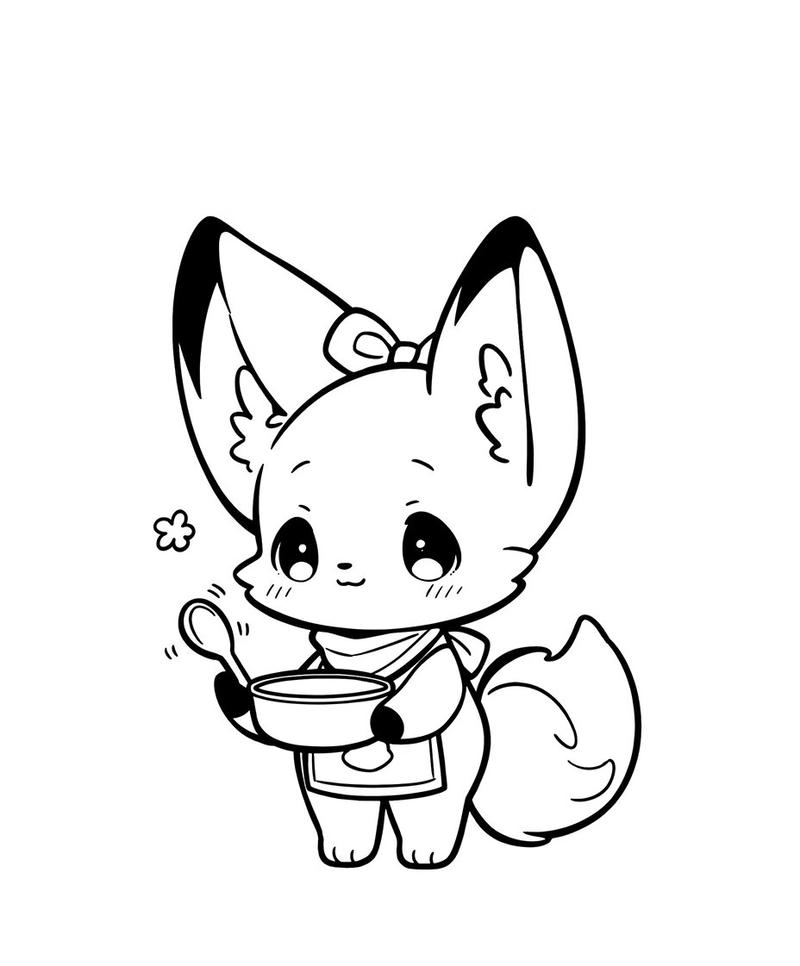 Ảnh vẽ nét đơn tô màu con cáo cho bé