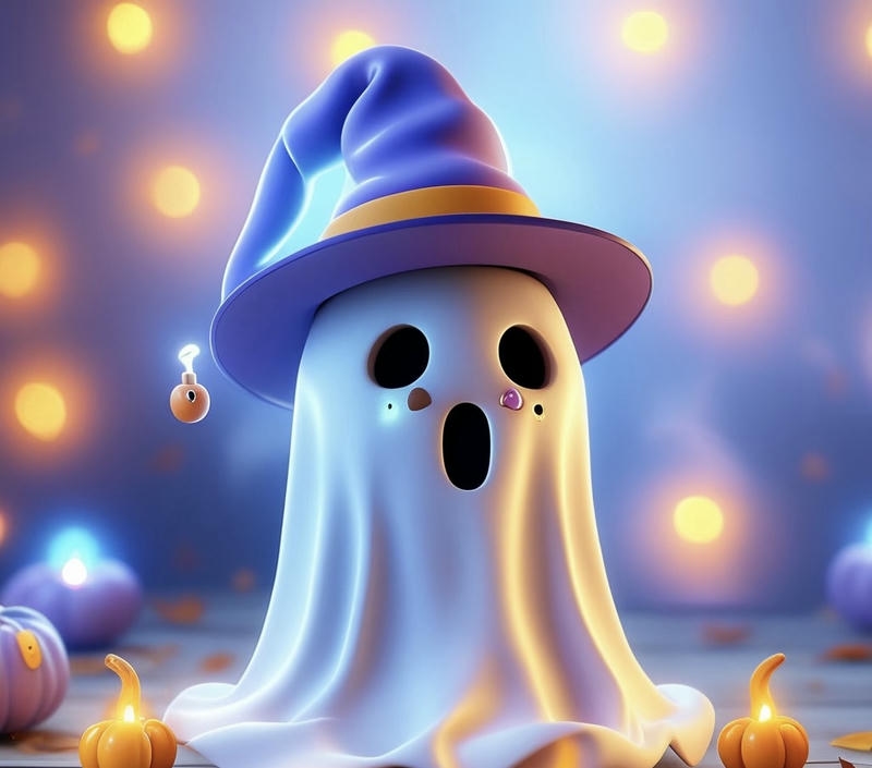 Bóng ma chibi phong cách hoạt hình dễ thương dùng làm ảnh đại diện