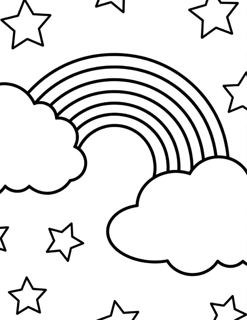 Bức tranh cầu vồng nét cơ bản giúp bé tập tô