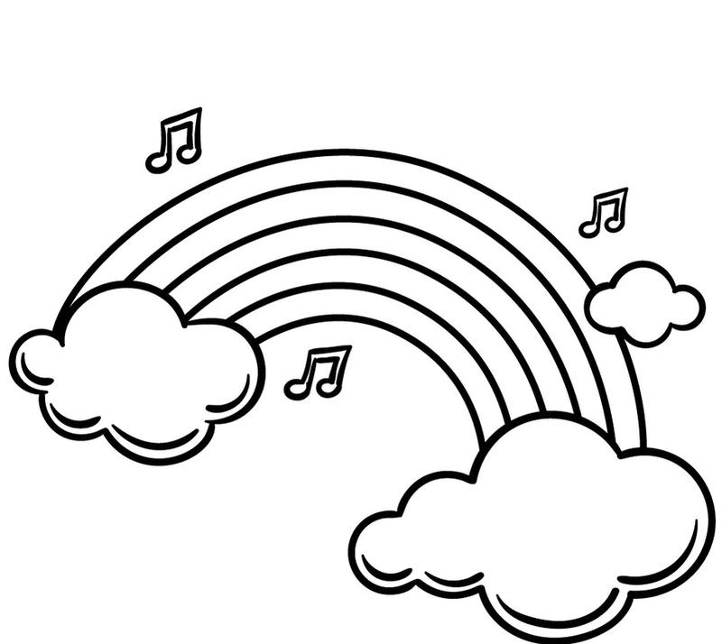 Bức tranh cầu vồng nét to rõ dễ tô màu