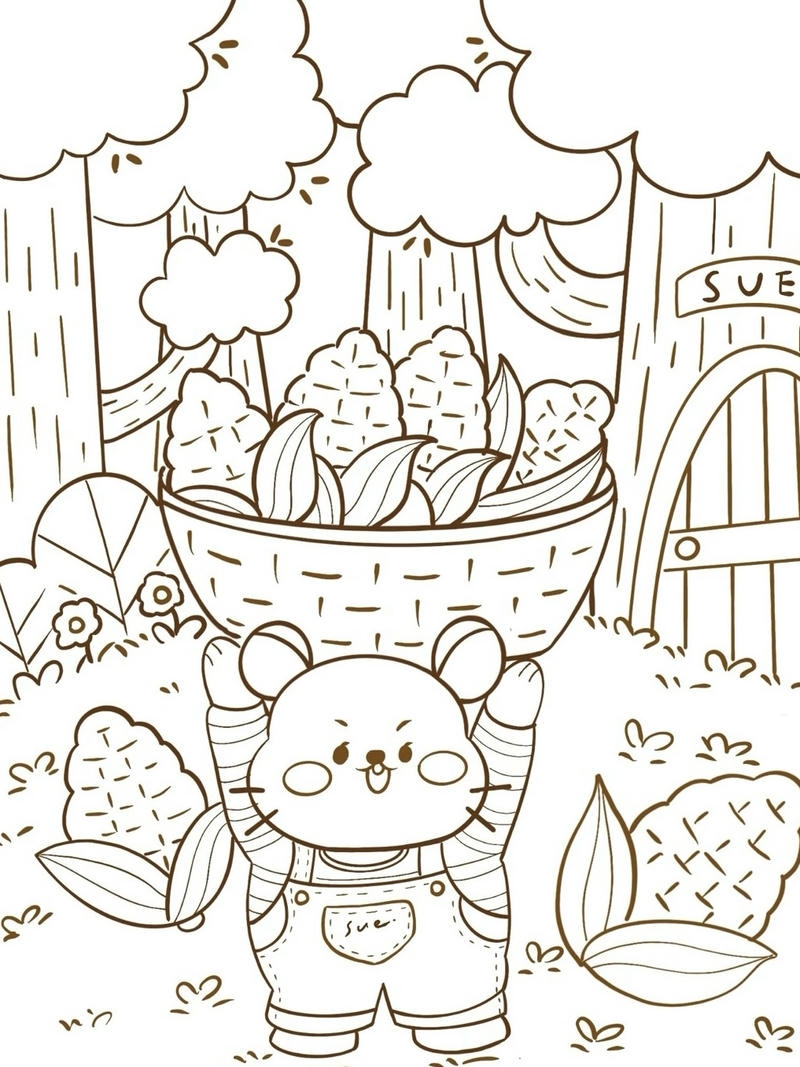 Bức tranh chuột dễ thương cho trẻ em tô