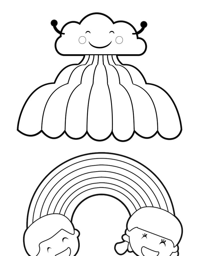 Bức tranh đơn giản cho bé tô màu cầu vồng